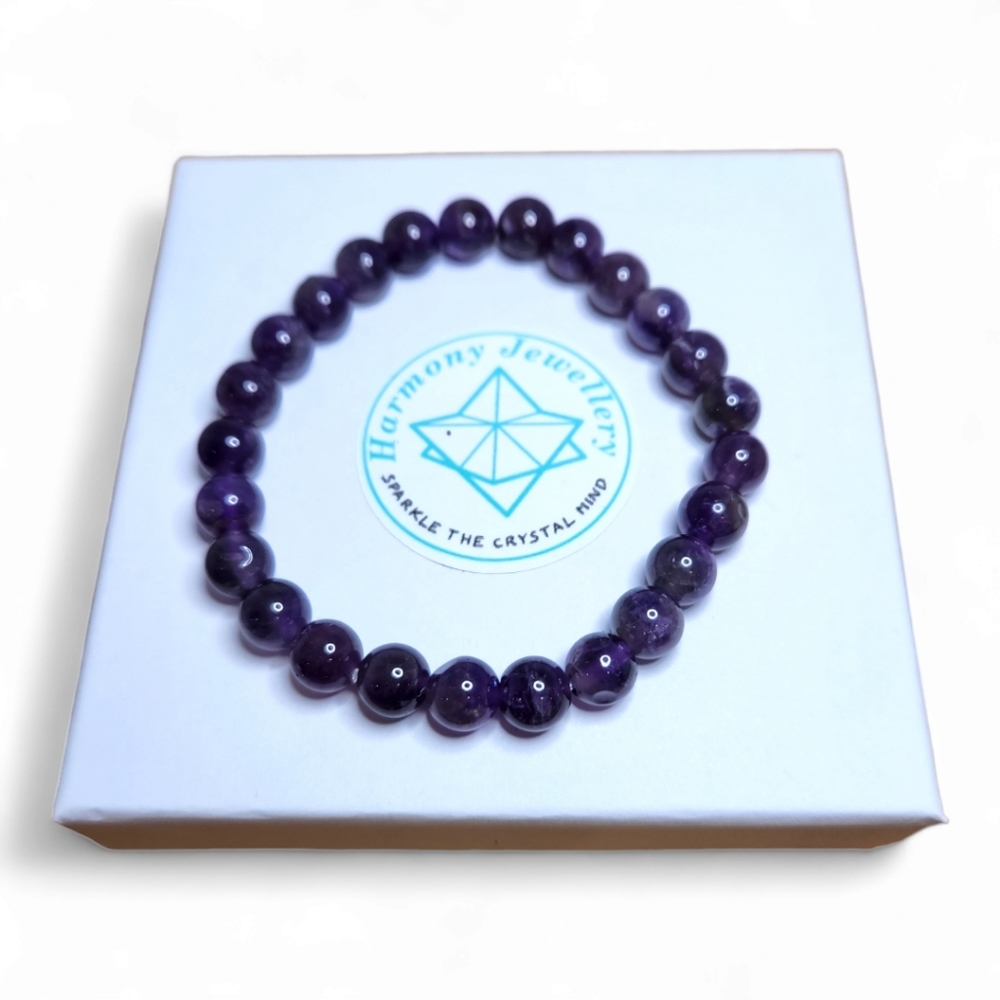 8 mm Amethyst Beaded Bracelet